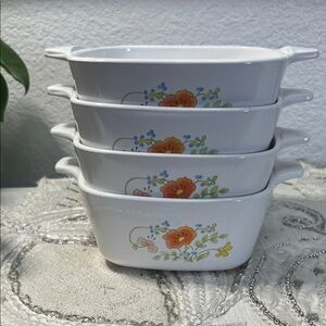 Vintage Corning ware Wild Flower Casserole Dish (Set of 4)